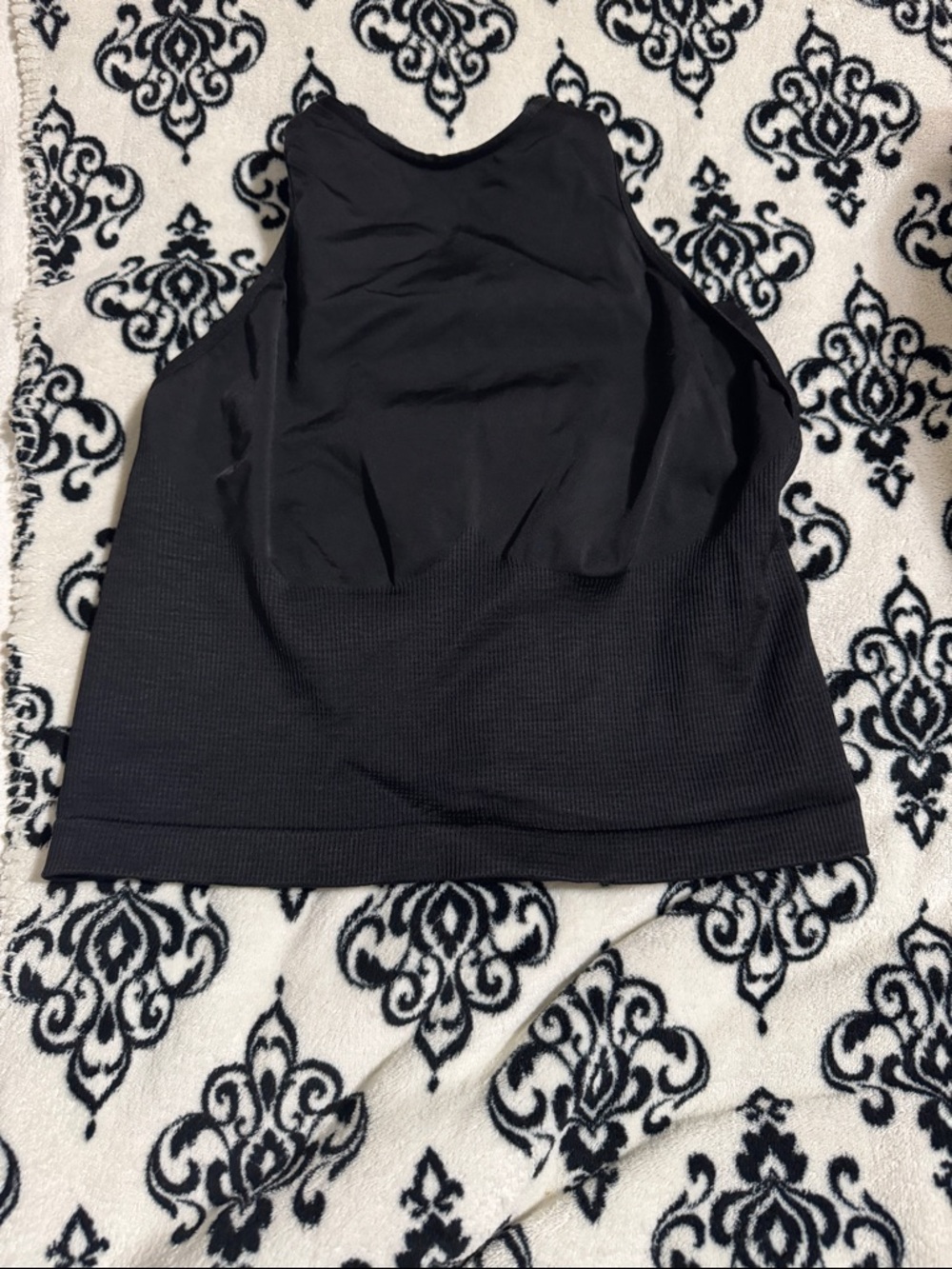 PINK Black Ribbed Athletic Tank Top